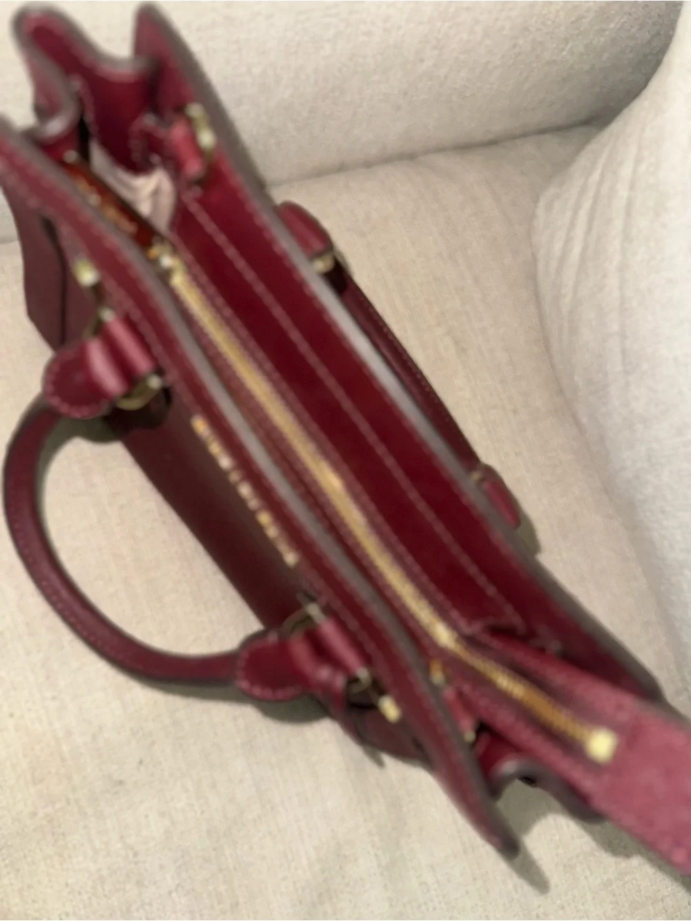 Michael Kors Bordeaux Saffiano Leather Satchel with Gold Hardware